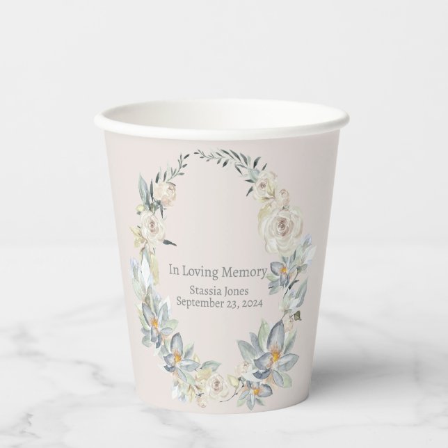 Vasos De Papel Eucalyptus Oval Wreath Funeral taza de papel (Anverso)