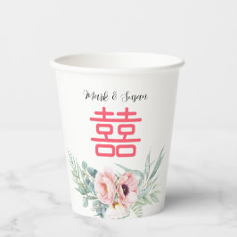 Vasos De Papel Eucalyptus Peonies Doble Boda de Felicidad