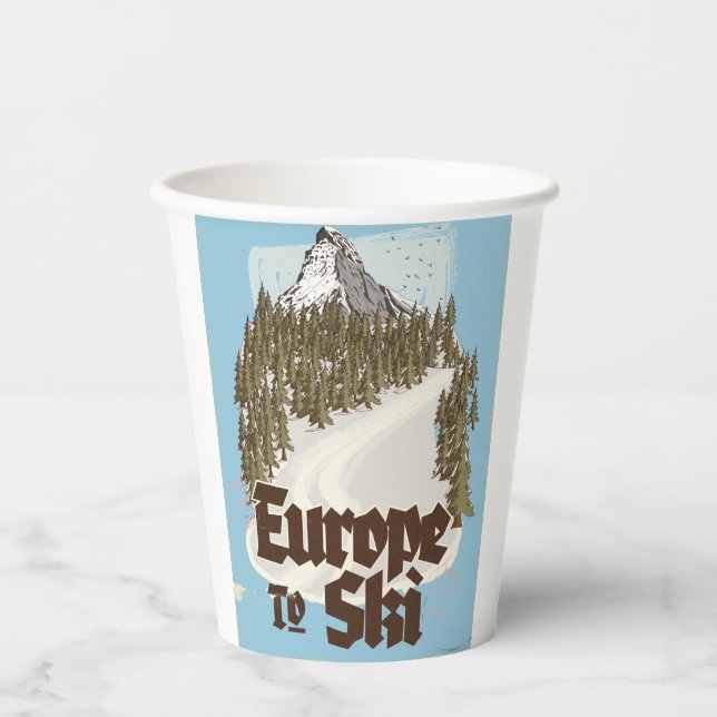Vasos De Papel Europa Para Esquiar (Anverso)