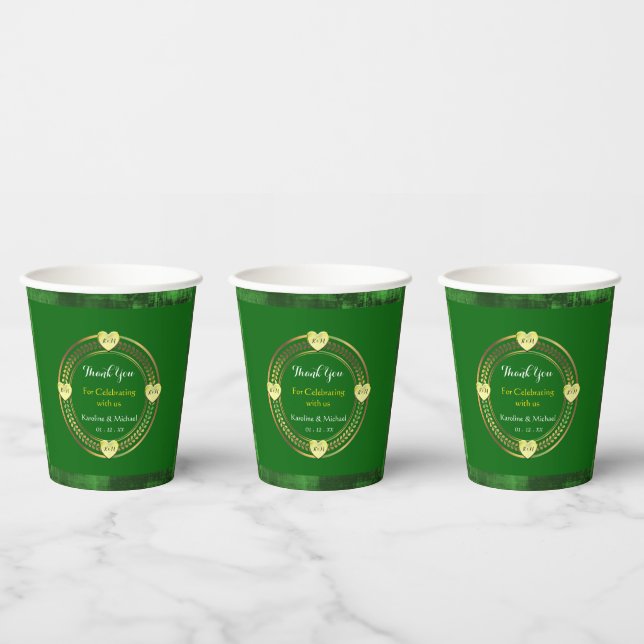 Vasos De Papel Evento artsy Green Earthy Abstract Wedding Party (Multi)