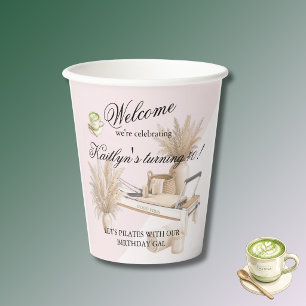 Vasos De Papel Evento de cumpleaños número 40 de Pilates y Matcha