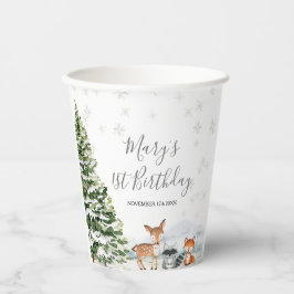 Vasos De Papel Evergreen Animal Winter Onederland Cumpleaños
