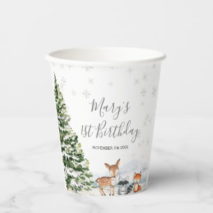 Vasos De Papel Evergreen Animal Winter Onederland Cumpleaños