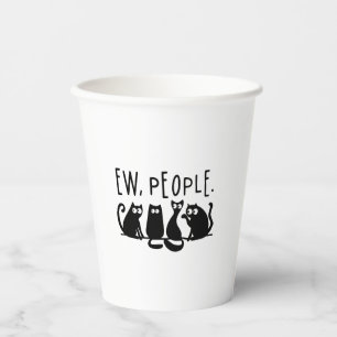 Vasos De Papel Ew People Funny Meowy Gatos Negros