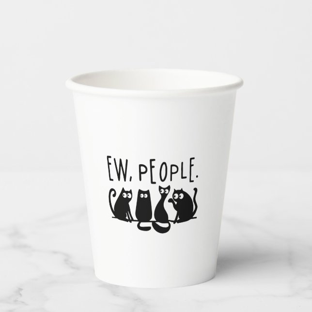 Vasos De Papel Ew People Funny Meowy Gatos Negros (Anverso)