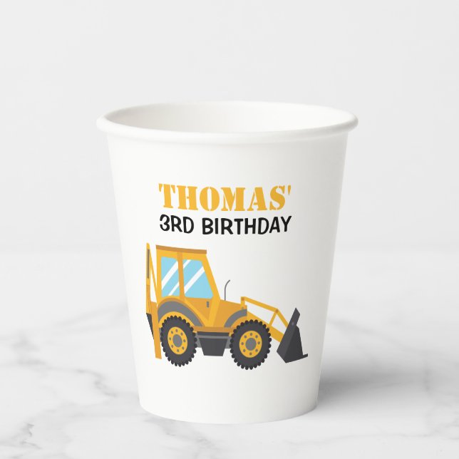 Vasos De Papel Excavator Construction Birthday Paper Cups   (Anverso)