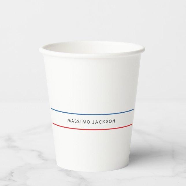 Vasos De Papel Exclusivo Personal Moderno Azul Rojo Blanco (Anverso)