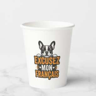 Vasos De Papel Excusez Mon Franais Bulldog Francés Vintage