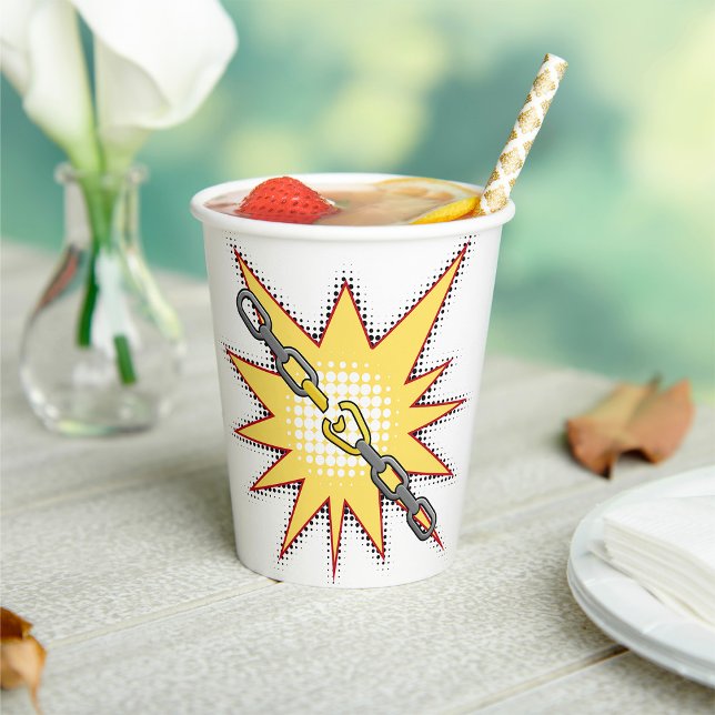 Vasos De Papel Explosión de cadena de arte pop roto Estilo de cóm (Subido por el creador)