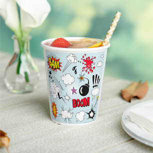 Vasos De Papel Explosión Retro de Cómic Arte Pop