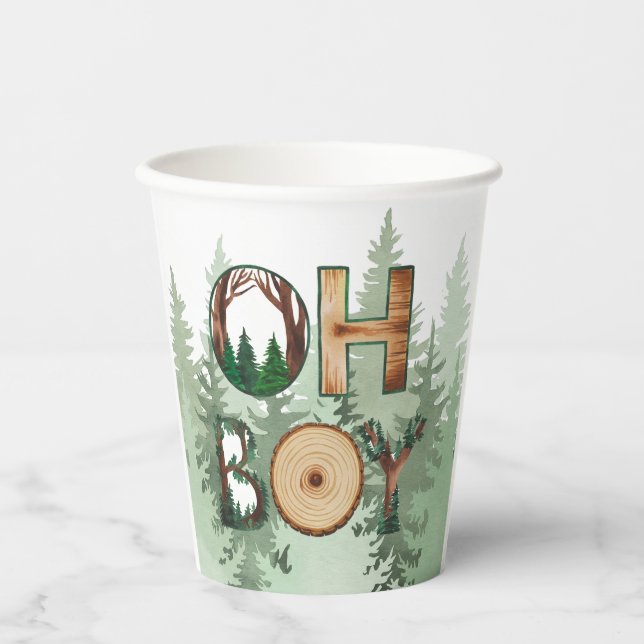 Vasos De Papel Expresión de la naturaleza: Oh Boy Baby Shower (Anverso)