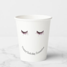 Vasos De Papel Eyelashes Black White Birday con sonrisa