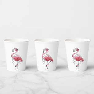 Vasos De Papel Fabuloso Flamingo