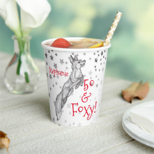 Vasos De Papel Fabuloso Foxy 50 cumpleaños Black White Fox