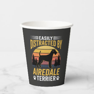 Vasos De Papel Fácilmente Distraído por Perro Retro Airedale Terr