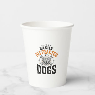Vasos De Papel Fácilmente Distraído Por Perros Diseño Vintage Ama