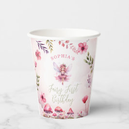 Vasos De Papel Fairy First Birday Enchanted Forest Mushroom
