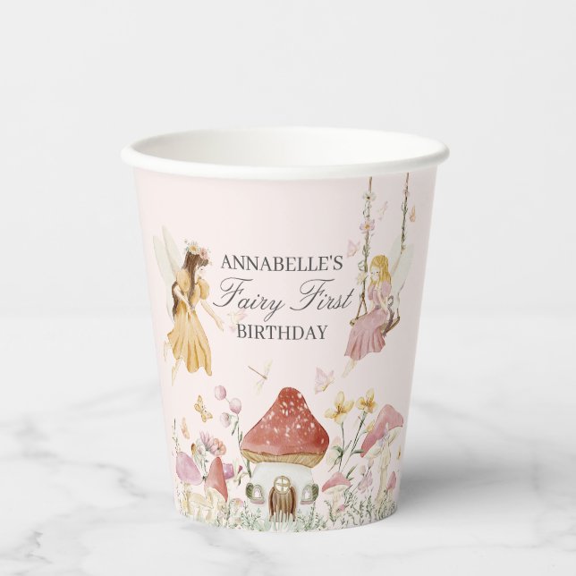 Vasos De Papel Fairy First Birday Enchanted Tea Fiesta (Anverso)