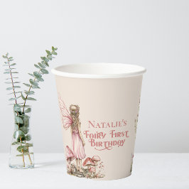 Vasos De Papel Fairy First Birday Party Rubor Pink Personalizado