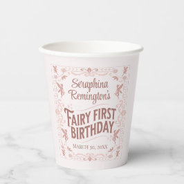 Vasos De Papel Fairy First Birday Pink Sweet Chicas Bday Fiesta