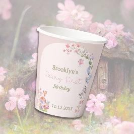 Vasos De Papel Fairy First Birday Whimsical Mushroom Paper taza