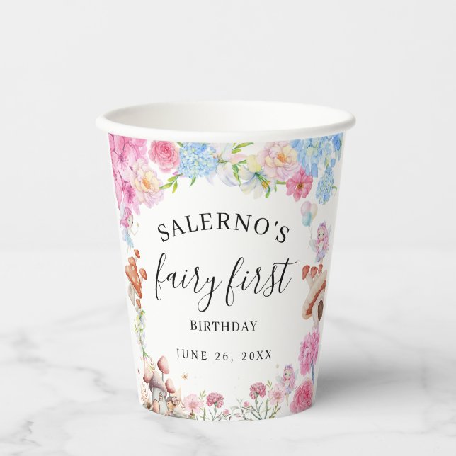 Vasos De Papel Fairy First Birthday First Birthday Paper Napkin (Anverso)