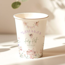 Vasos De Papel Fairy First Birthday Whimsical garden Lilac