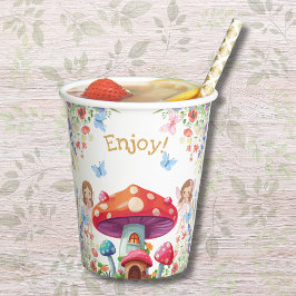 Vasos De Papel Fairy First Floral Chica 1er cumpleaños Fiesta