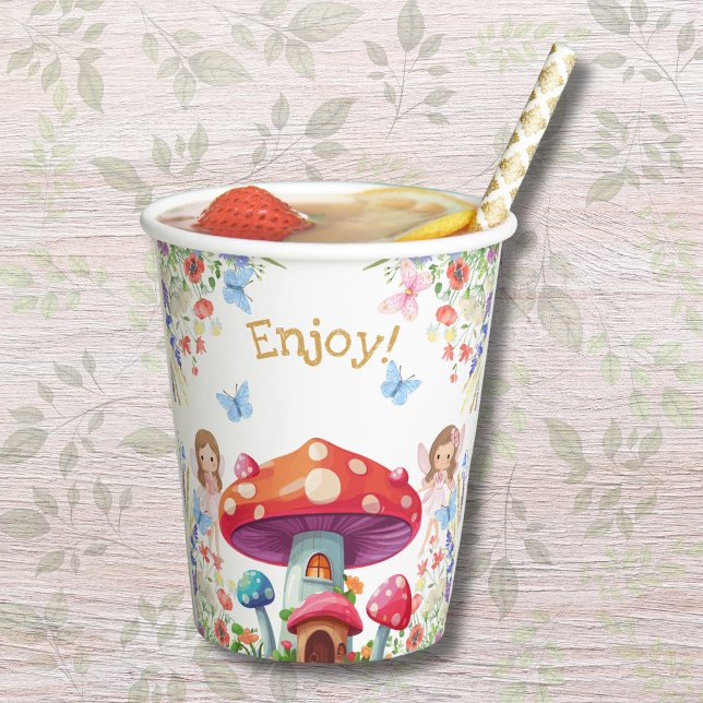 Vasos De Papel Fairy First Floral Chica 1er cumpleaños Fiesta (Subido por el creador)