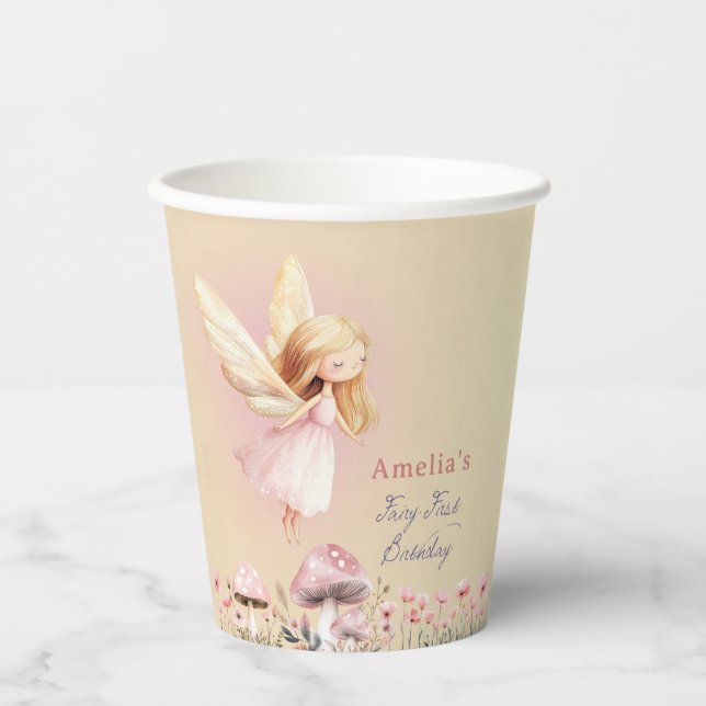 Vasos De Papel Fairy First Girl's 1st Birthday Party (Anverso)
