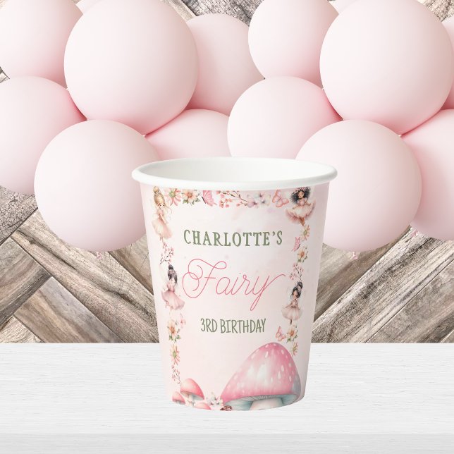Vasos De Papel Fairy First Mushroom House Pink Birthday Paper cup (Subido por el creador)