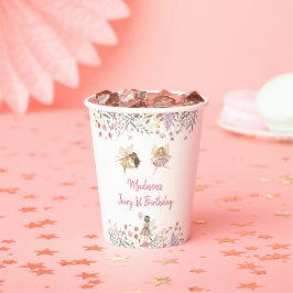 Vasos De Papel Fairy Garden Boho Wildflower Cumpleaños