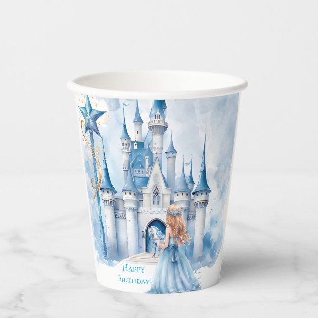 Vasos De Papel Fairy Tale Princess Castle Chica Birday Party (Anverso)