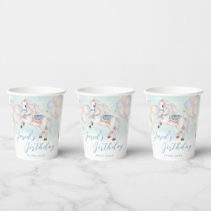 Vasos De Papel Fairytale bebé Pony Blue globo star Cumpleaños