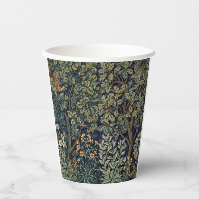Vasos De Papel Faisán pájaro árbol bosque William Morris (Anverso)