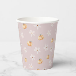 Vasos De Papel Fall Autumn Pumpkin & Daisy Pattern