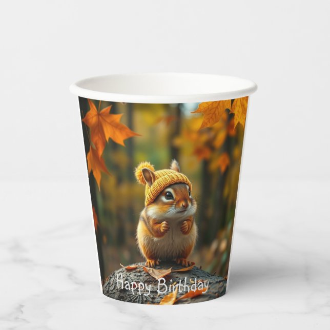 Vasos De Papel Fall Chipmunk Birthday (Anverso)