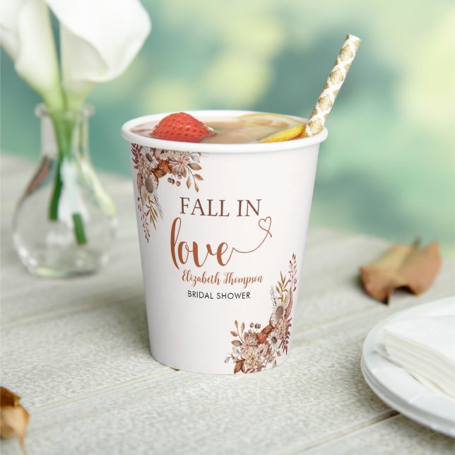 Vasos De Papel Fall in Love Cute Fall Bridal Shower  (in situ)