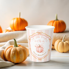 Vasos De Papel Fall Little Pumpkin Bow Floral Baby Shower 