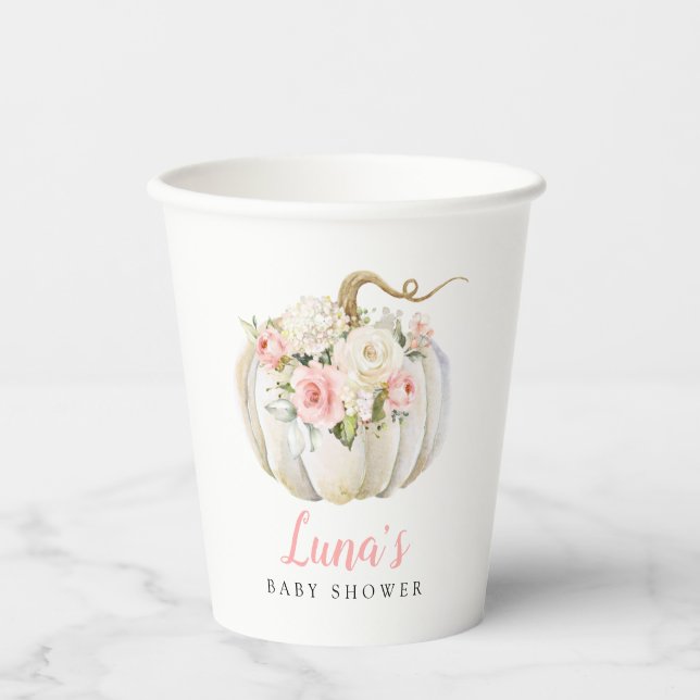 Vasos De Papel Fall Pumpkin Baby Shower (Anverso)