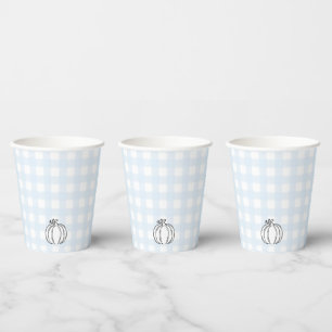 Vasos De Papel Fall Pumpkin Blue Gingham Paper Cup