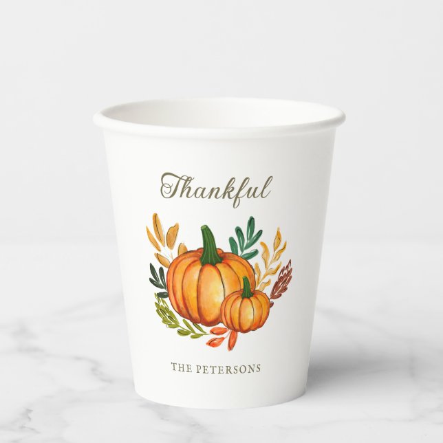 Vasos De Papel Fall Rustic Pumpkin Thanksgiving Dinner
