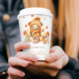 Vasos De Papel Fall Teddy Bear Pumpkin Baby Shower