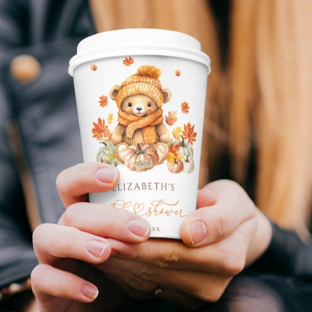 Vasos De Papel Fall Teddy Bear Pumpkin Baby Shower (Subido por el creador)