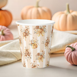 Vasos De Papel Fall Terracotta Pumpkin Floral Bow Baby Shower 