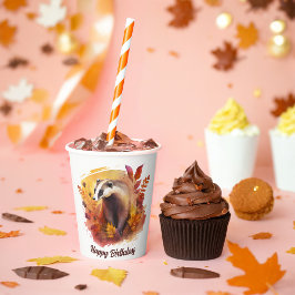 Vasos De Papel Fall vibes Badger - cumpleaños