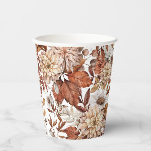 Vasos De Papel Fall Watercolor Floral Baby Shower