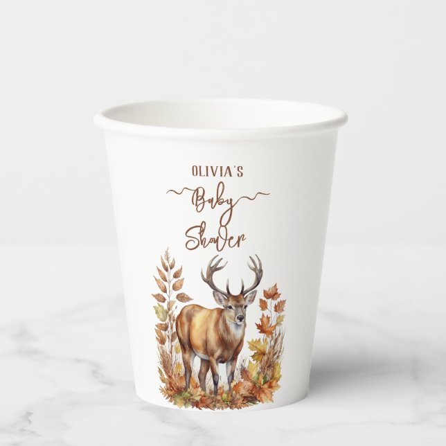 Vasos De Papel Fall Woodland Deer Baby Shower Balloon (Anverso)