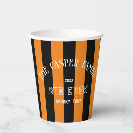 Vasos De Papel Familia Boo Crew Naranja Black Stripe Halloween