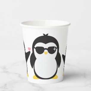 Vasos De Papel Familia Cute Penguin